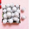 Plush Pompoms with Silver Glitter, Round Pompom, White Colour Set,