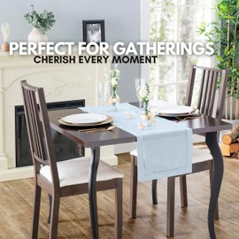 Light Blue Table Runner with Hemstitch - Baby Blue Runner for Table, Blue Christmas Table Runner, Dresser Scarf, Ideal for Dining Room Decor, Weddings, and Holiday Celebrations (14 x 108 Inches Long)