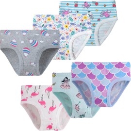 Naivete Girls Soft Cotton Underwear Little Kids Cool Breathable Comfort Panties Briefs Toddler Undies (Pack of 6) Size 6