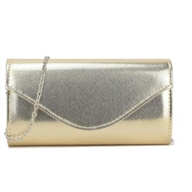 LeahWard Women's Glitter Clutch Bag Party Wedding Purse Evening Handbag (Gold)