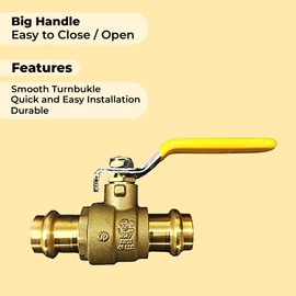 3/4" Propress Brass Ball Valve - Press Shut Off Ball Valve with EPDM O-ring Fit Both End For Pex Tubing - Premium Water Stop Shut Off Tool with 3/4” In. Connections - Pack of 2