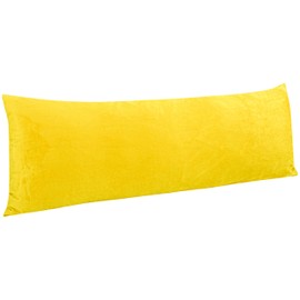 NTBAY 1 Pack Zippered Velvet Body Pillow Cover, Super Soft and Cozy Luxury Fuzzy Flannel 20x54 Long Pillowcase with Zipper, 20x54 Inches, Yellow