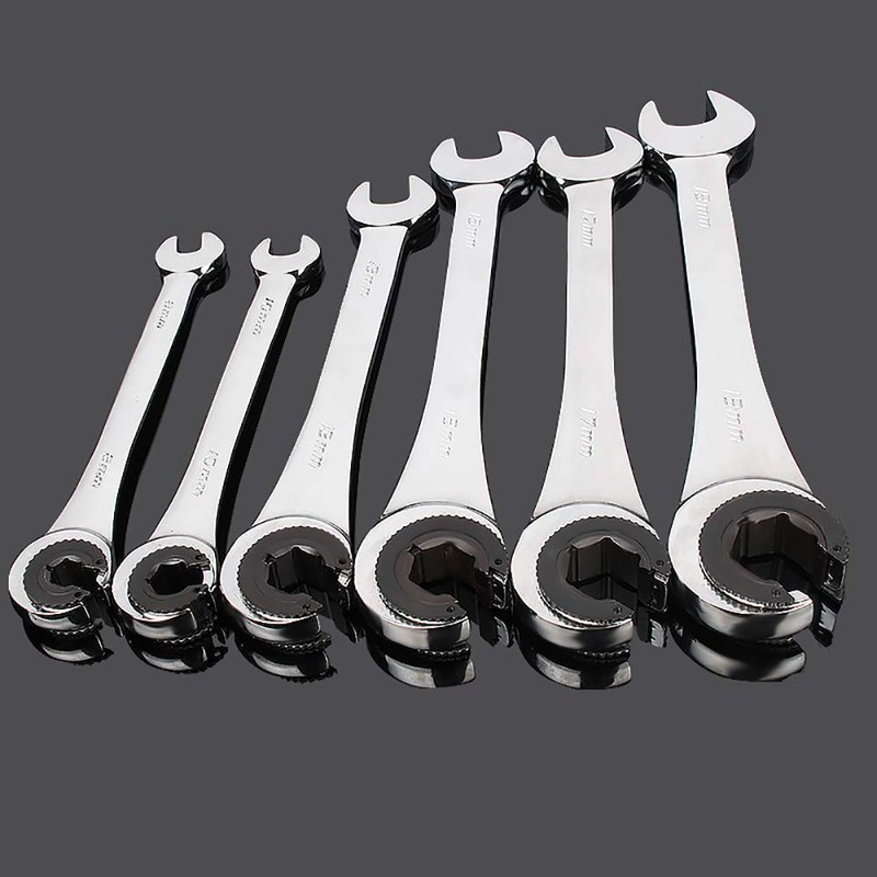SEIWEI Ratchet Open End Flare Nut Wrench Double Open End