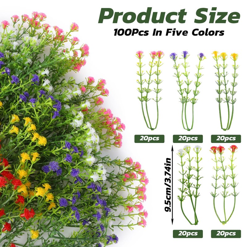 100pcs Artificial Baby Breath Flowers - Tiny Artificial Flowers