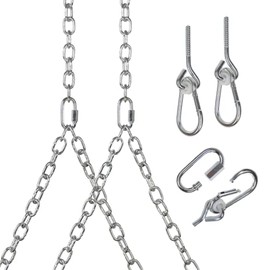 Barn-Shed-Play Heavy Duty 700 Lb Porch Swing Hanging Chain Kit - Color: Silver (8 Foot Ceiling)