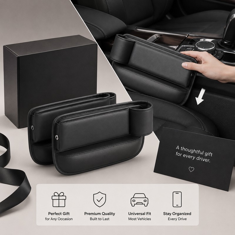 Car Seat Gap Organizer with Cup Holder – PU Leather