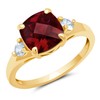 MAX + STONE Cushion Cut Red Ruby Three Stone Ring