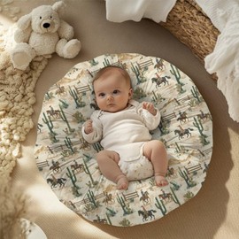 Goronwyfloyd Cow Boy and Cacti Newborn Lounger Pillow Cover Lounger Cover for Boys Girls Comfy Fit Infant Lounger for Baby, Infant Removable Slipcover Breathable and Reusable