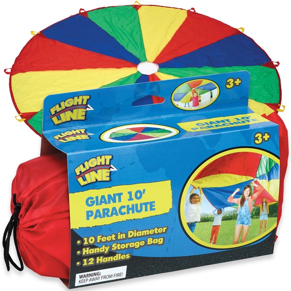 Thin Air Brands Juguete de paracaídas para niños y niñas de 10 pies con 12 Asas para Juegos cooperativos de Grupo de Equipo, a Partir de 3 años