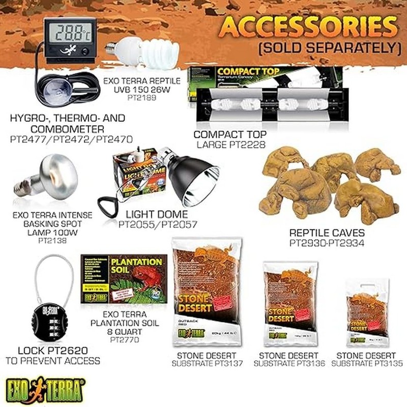 Exo Terra Glass Terrarium Kit, for Reptiles and Amphibians, Nano,