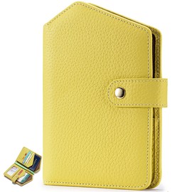 RenLianyi Genuine Leather Passport Case, Skimming Prevention, 2 Storage, Bi-folded, Passport Cover, Wallet, Coin Purse, Integrated, Lightweight, Stylish, Includes Pen Clip, Card Case, 5 Card Cases