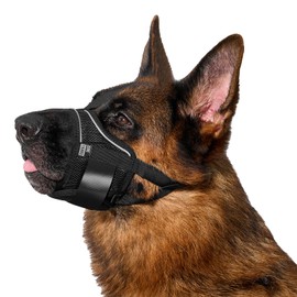 OneTigris Large Dog Muzzle, Soft Mesh Muzzles for Small Medium Large Dogs Chihuahua Poodle Husky Labrador Retriever, Breathable Dog Mouth Guard for Biting Chewing Grooming, Allow Panting Drinking(XXL)