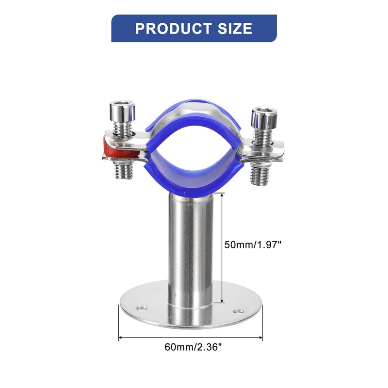 sourcing map 2Pcs Stainless Steel Pipe Supports Wall Mount Ceiling