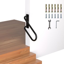 Jamb Mount Handrails for Outdoor Steps-1-3 Step Waterproof Stairs Railing-Powder Coated Side Mount Hand Rails for Indoor Stairs-Non-Slip Staircase Grab Rail for Deck/Porch/Mobile Home/Short Stairway