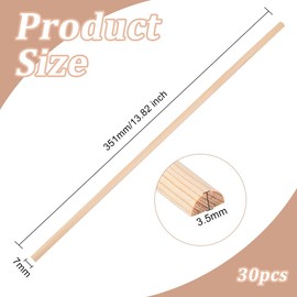 OLYCRAFT 30Pcs Half Round Wood Sticks - 351x7mm, 3.5mm Thick Unfinished Wooden Dowels, Natural Wood Strips for Model Accessories and Craft Supplies