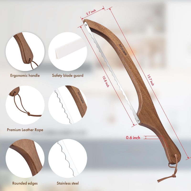 Bread Knife for Homemade Bread,Sourdough bread knife,15.7" Bread slicer for