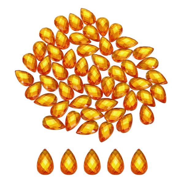 MECCANIXITY 50PCS Flat Back Acrylic Teardrop Gems 6x10mm Artificial Rhinestones