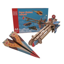Paper Aeroplane Catapult, Wooden Construction Kit, Paper Aeroplane Educational Toy, Wooden Puzzle, for Children from 6 Years