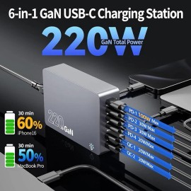 Copode 220W USB C Charger Block, 6-Port GaN USB C Charging Station with Multiple Fas...