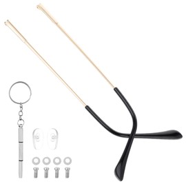 YUXMU 1 Pair Metal Glasses Arm Replacement, Eyeglass Arms Legs Repair Kit Eyeglasses DIY Temples for Glasses with Screws(Gold)
