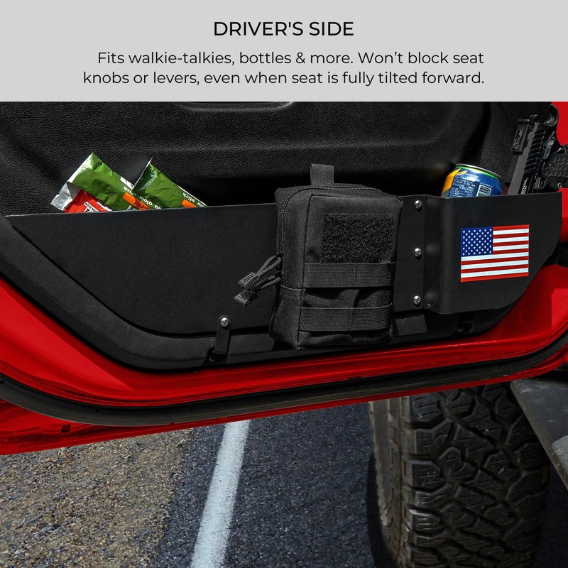 2 Pack Metal Front Door Storage Pockets Compatible with Wrangler