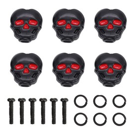 6pcs Skull Guitar Tunning Cap, DIY Guitar Tuner Peg Upgrade Guitar Button With Adapter Rings & Screw for Folk Electric Guitar, Guitar Decoration Gift(black)