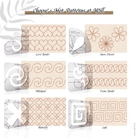 Halandar 7P Free Motion Quilting Template Series with 1 Quilting Frame 1 Ruler Foot 15P Non-Slip mats, 3mm Acrylic Templates for DIY Quilting Gift on Sewing Machine Ruler