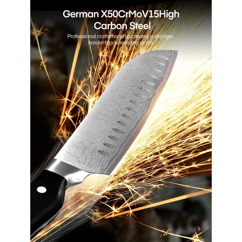Knife Block Set, FOHERE 14 Pieces Self Sharpening Knife Block