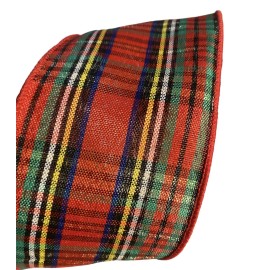 Plaid Wired Ribbon Tartan Plaid Traditional Christmas Sold BY THE YARD 2.5”W
