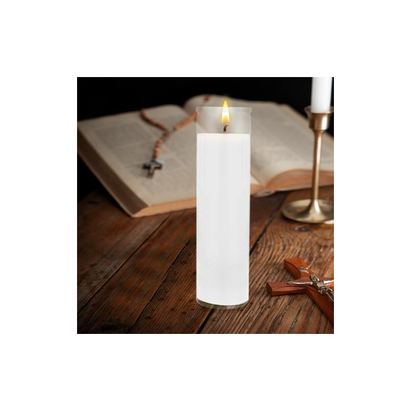 Mega Candles 1 pc Unscented White 7 Day Glass Container
