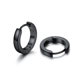 U7 Small Hoop Earrings for Women Hypoallergenic Black Huggie Hoop Earring Lightweight Cartilage Earrings 12mm