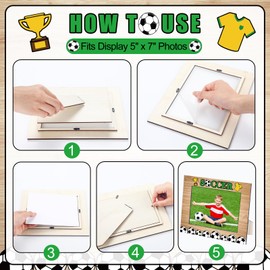 Colingmill 6 Pcs 7.5'' x 9.5'' Picture Frames Sport Themed Photo Frames Wooden Frame for Home Table Display Office Decoration Frame Gifts for Men Coach Teams, Fits 5'' x 7'' Photos (Soccer Ball)