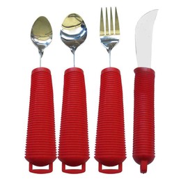 NRS Healthcare Red Handled Cutlery - 4 Piece Set
