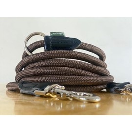 Leisegrün Nylon Dog Lead 3 m Adjustable & Round Paracord Rope Lead, Shoulder Lead, Double Lead & Lead with Carabiner for 2 Large Dogs 3 m Long x 11 mm Brown