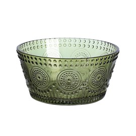 WAIT FLY Embossed Sunflower Glass Bowl Salad Bowl Candy Dish, 11 OZ-Green