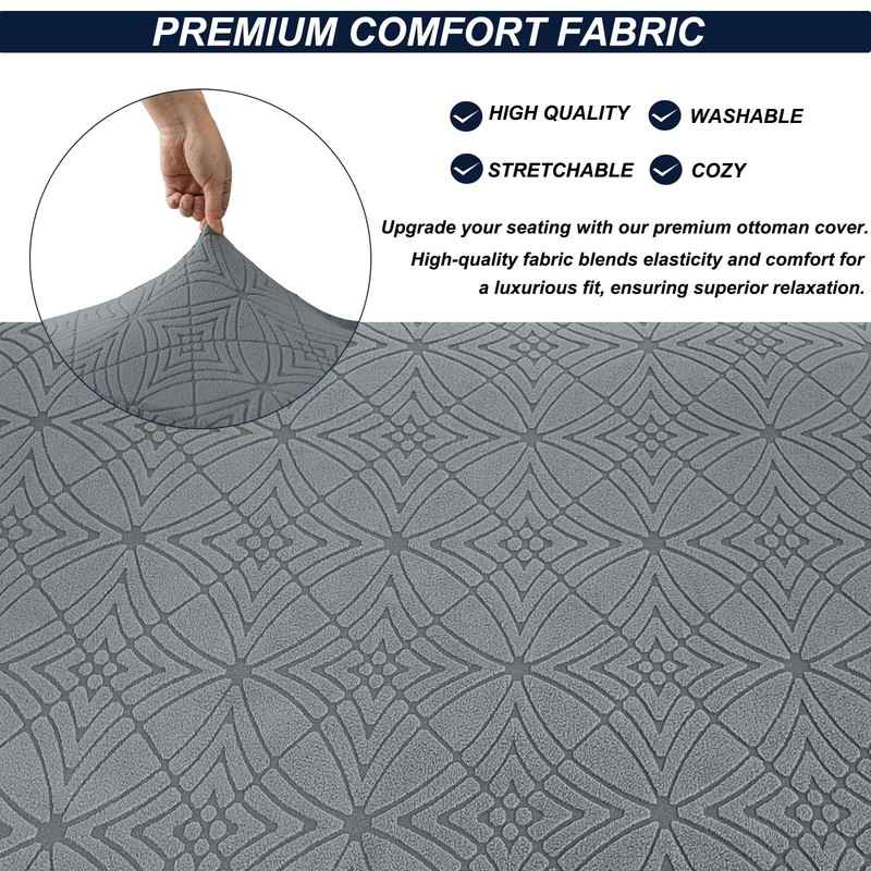 TOPHMDECOR Ottoman Cover Rectangle Large Thick Stretchable Slipcover for Square