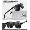 QALLY Polarized Sunglasses for Men Rectangular Frame Men's Polarized Sunglasses