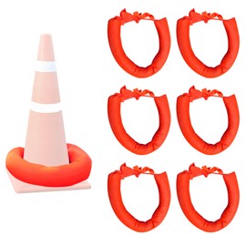 6PCS Traffic Cone Sand Bags: Agility Cones Reflective Weight Bags to Hold Things Down - Safety Warning Signs for Road Construction & Parking Driveway - NO Sand NO Filler - Orange
