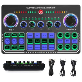 AnnuoYi Professional Audio Mixer,Sound Card Mixer,X50 Portable Audio Mixer With DJ Mixer Effects And Voice Changer For Singing/PC Video Chat/Live Streaming/Broadcast/Karaoke