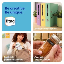 Brother Genuine Btag-233 P-Touch Label Tape for Brother P-Touch PT-N10, PT-N20 and PT-N25BT Label Makers, Btag Series, Non-Laminated, Blue on White 12mm