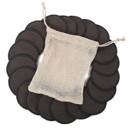 Ipetboom 12ct Bamboo Makeup Remover Pads 3 Layer Face Wash Cosmetics Mat for Travel Daily Use Black