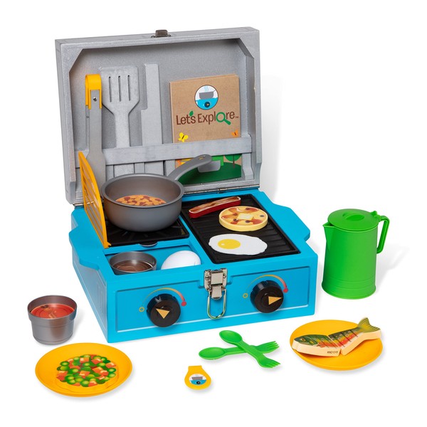 Melissa & Doug Let’s Explore Camp Stove Play Set – 24 Pieces - Pretend Camping Stove Toy For Kids Ages 3+