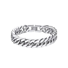 Richsteel Stainless Steel Bracelet Mens Cuban Link Bracelets For Women Silver Chain Bangle Jewellery