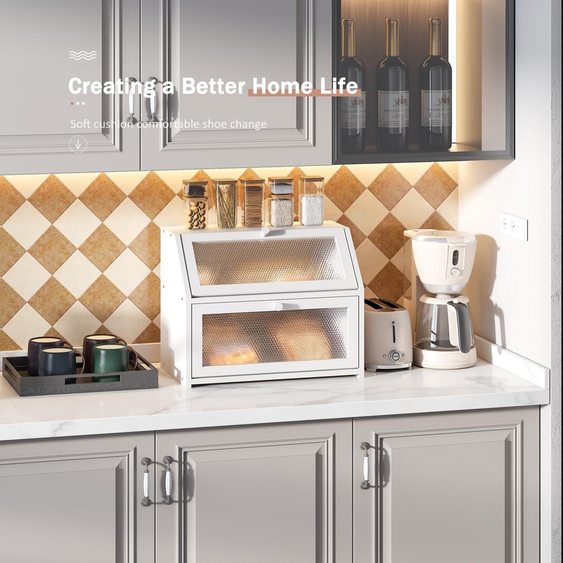 STDDRE Bread Box for Kitchen Countertop Bin Double Layer Bread