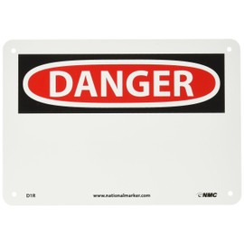 NMC D1R DANGER Signage - 10 in. x 7 in. Rigid Plastic Danger Sign, Black/White Text on White/Red Base