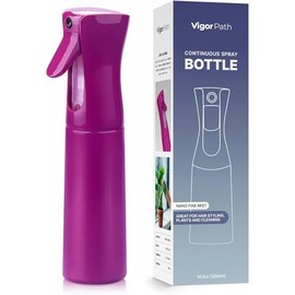 VIGOR PATH Continuous Spray Bottle for Hair – Fine Mist Mister for Hairstyling, Cleaning, Plants, Pets, Barbers, Salons, and Essential Oil Applications (300ml/10.1 oz) Light Purple