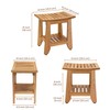 Teak Shower Bench Stool, 14'' Compact Waterproof Wooden Sauna Bath