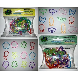 Silly Bandz 24 Flowers and Insect Shapes Elastic Bracelets 2 12 Packs BRAND NEW