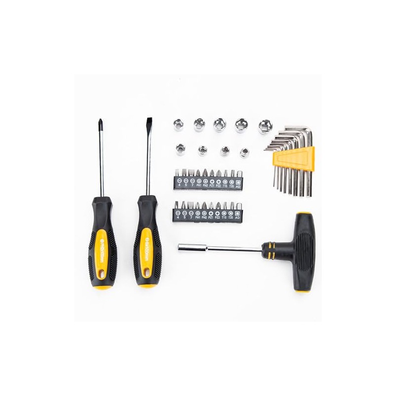 CARTMAN 57-Piece Home Tool Kit, Yellow Household Tool Set With