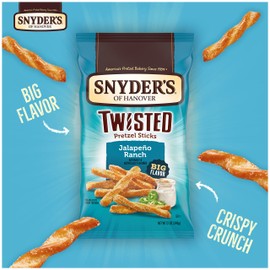 Snyder's of Hanover, Jalapeno Ranch Twisted Pretzel Sticks, 12 Oz Bag (Pack of 12)